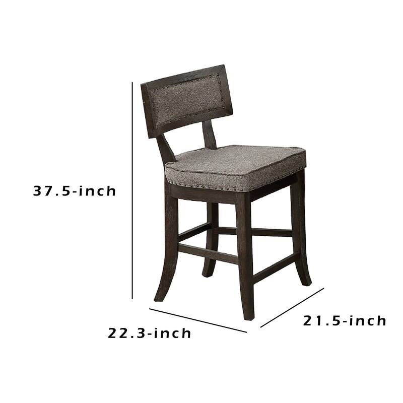 Curved Top Wooden High Chair with Flared Legs, Set of 2, Gray