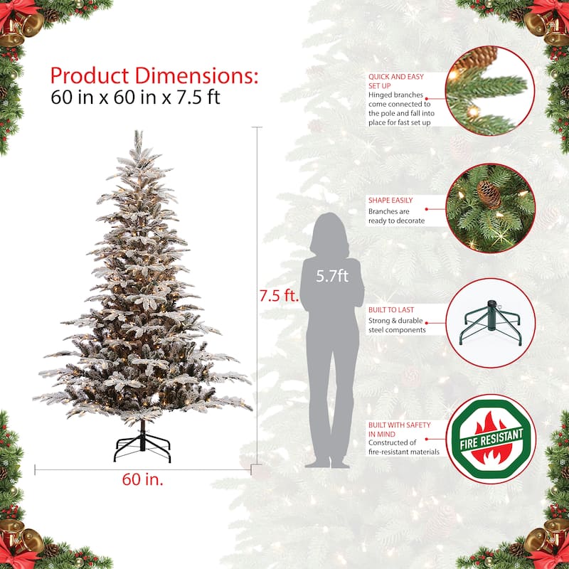 Puleo International 7.5 ft. PreLit Aspen Fir Flocked Artificial
