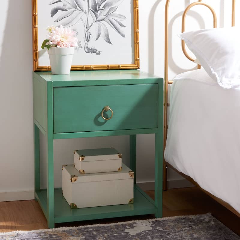 SAFAVIEH Maci 1-Drawer 1-Shelf Accent Table Nightstand - Turquoise