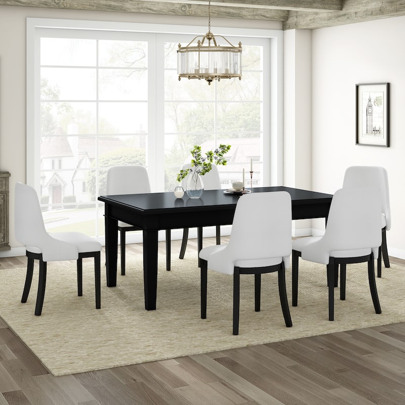 Farmhouse Style Linen Upholstered Dining Chairs with Cutout Backs and Rubberwood Frame, for Dining Rooms, 2-Piece Set