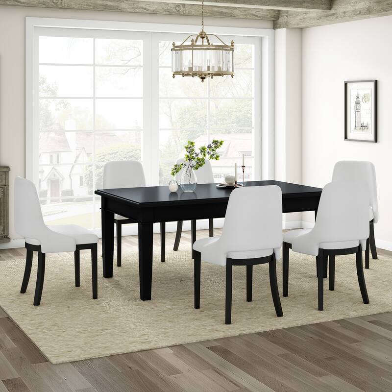 Wooden Dining Chairs Set of 2, Linen Upholstered Accent Kitchen Chair Dining Room Chairs, Farmhouse Style Dining Chair