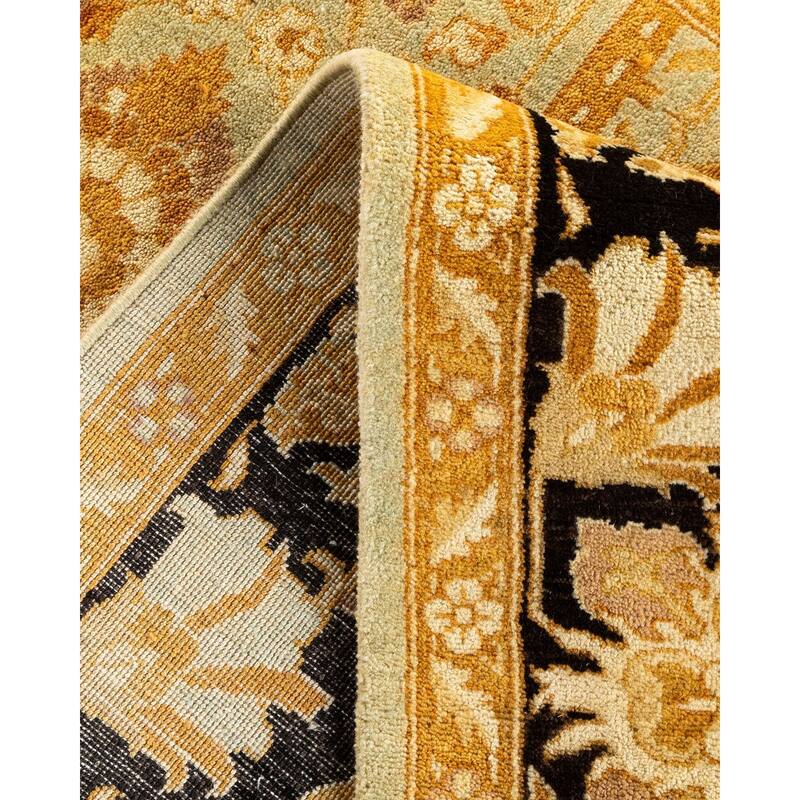 Overton Hand Knotted Wool Vintage Inspired Traditional Ottoman Yellow Area Rug - 4' 3" x 6' 4"