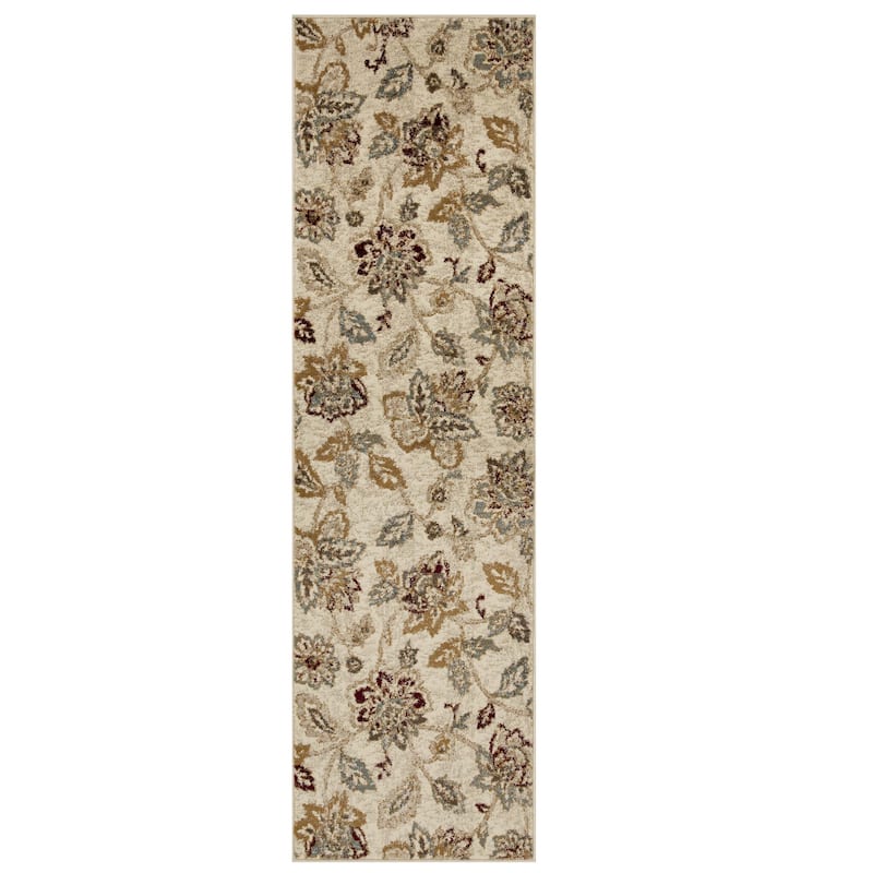Superior Jacobean Modern Farmhouse Floral Indoor Runner or Area Rug