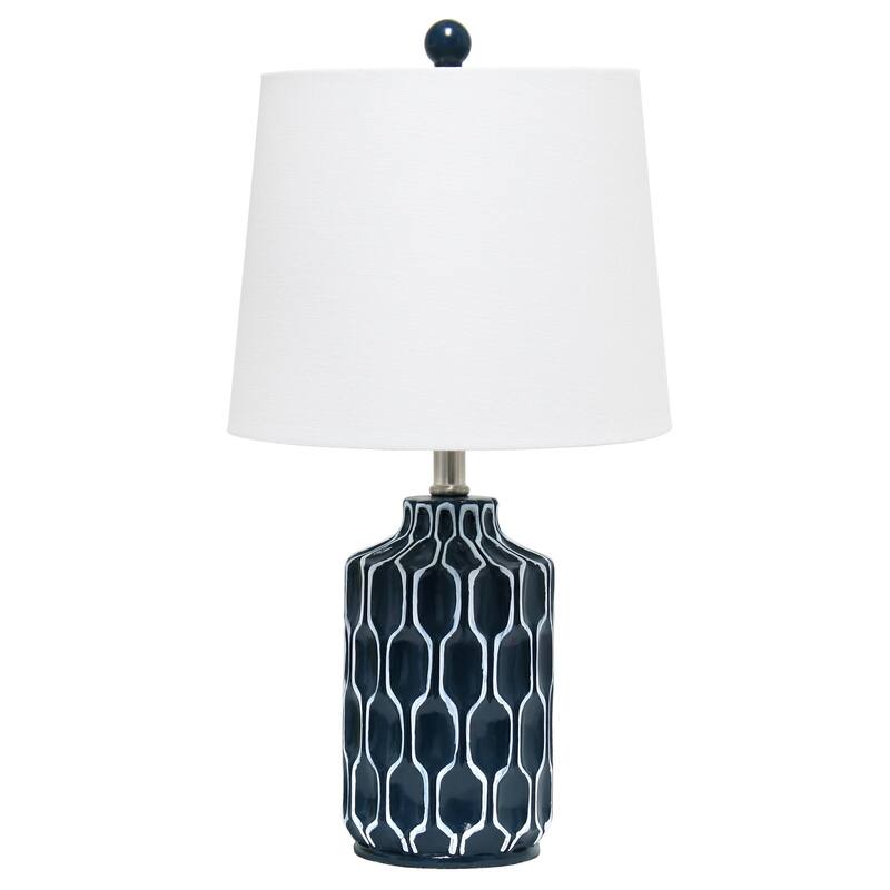 22 in. Blue Finish Table Lamp with White Shade, Sturdy Table Lamp for Living Rooms and Bedrooms