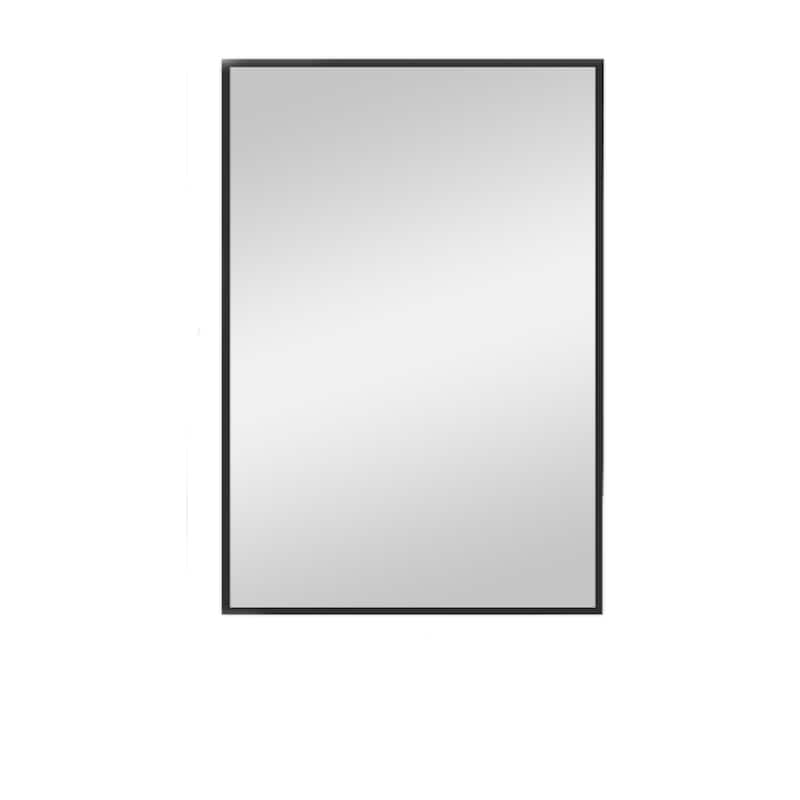 HomeRoots 32" Black Round Metal Framed Accent Mirror