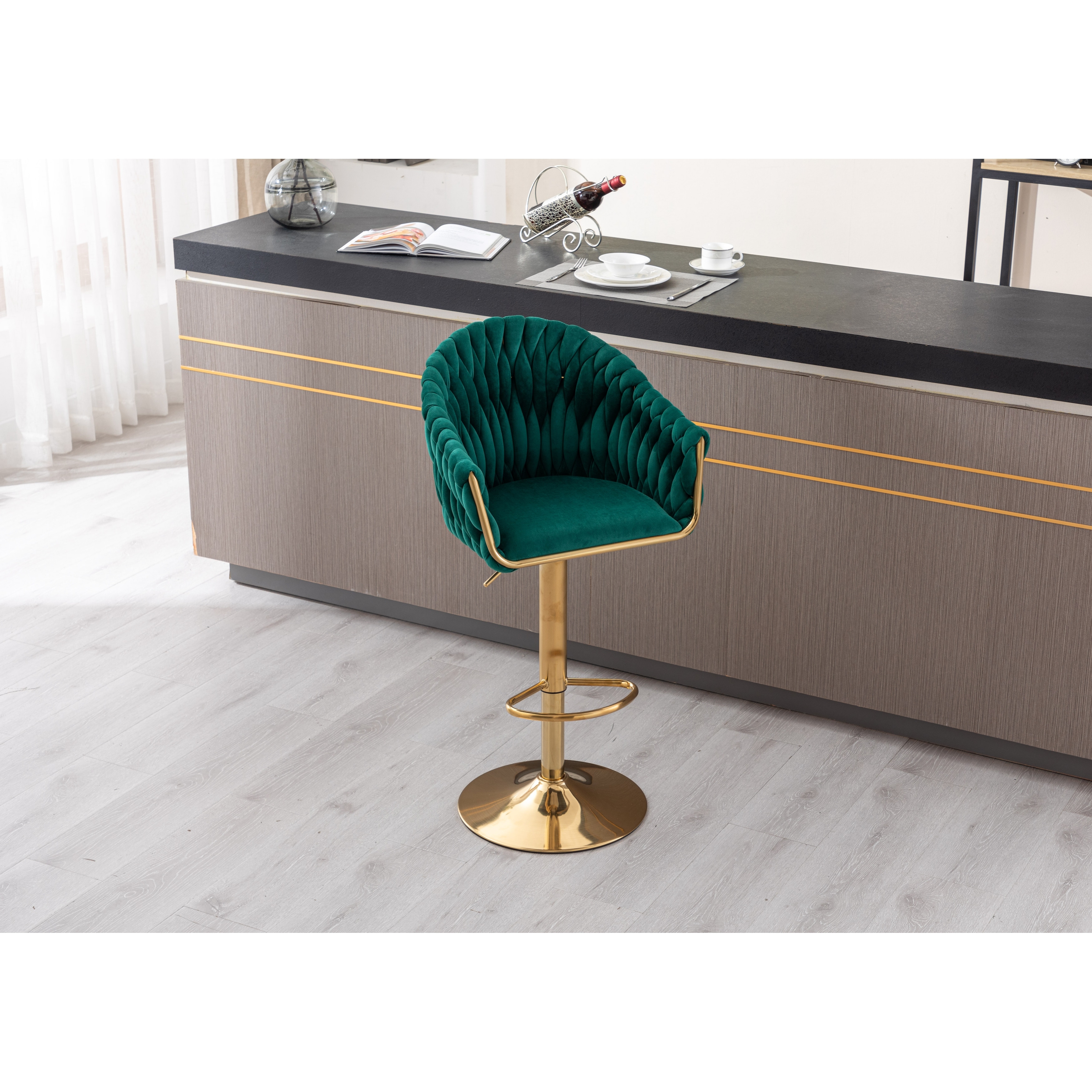 Green swivel counter shop stools