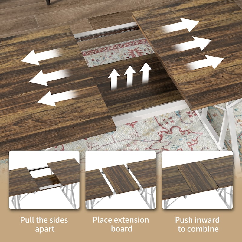 GDFStudio - Lucas Modern Extendable Dining Table for Flexible Everyday Dining and Gatherings - Extendable Dining Table