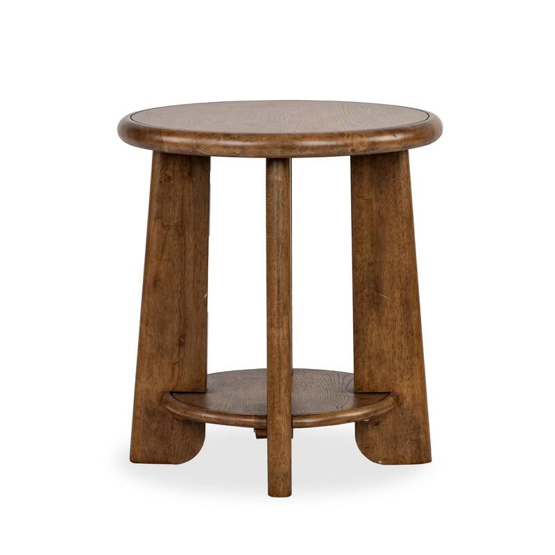 Magnussen Home Tanner Tawny Brown Round End Table - 24''W x 24''D x 26''H