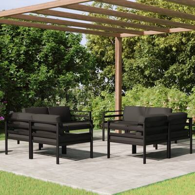 8 Piece Patio Lounge Set with Cushions Aluminum Anthracite
