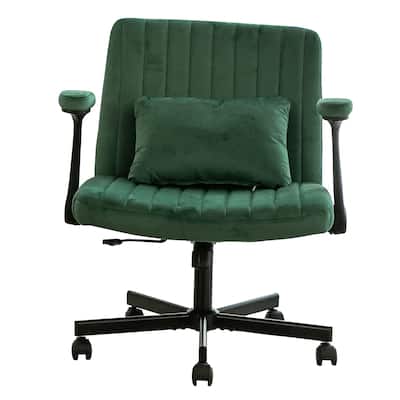 Velvet Criss Cross Armrest Office Chair with Wheels - Modern for Home Office, Meditation & Creative Work