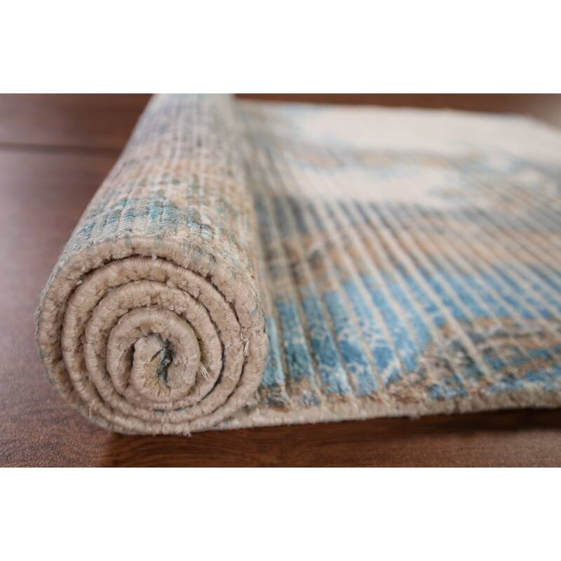 Abstract Oriental Accent Rug Handmade Wool Carpet - 3'0" x 5'1"