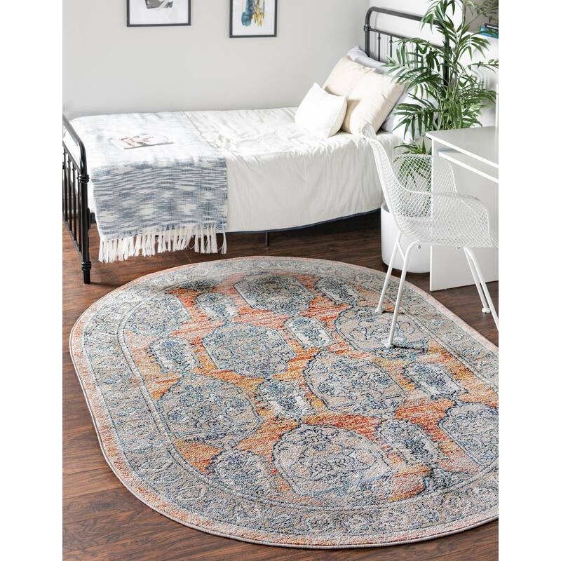 Traditional Nixa Collection Area Rug - 3'11"x5'11" Oval - Brick Red
