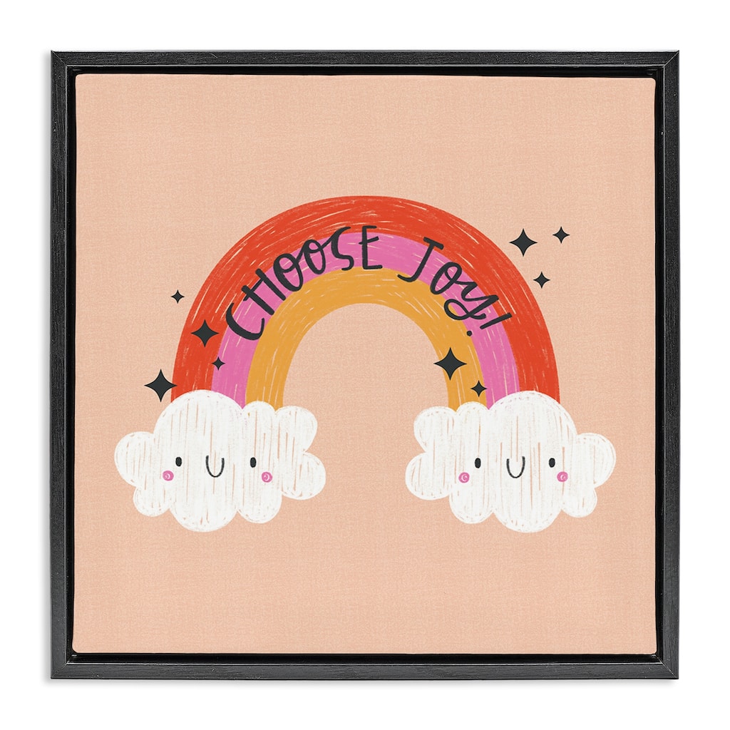 Stupell Choose Joy Happy Rainbow Framed Floater Canvas Wall Art Design By Sarah Hickman