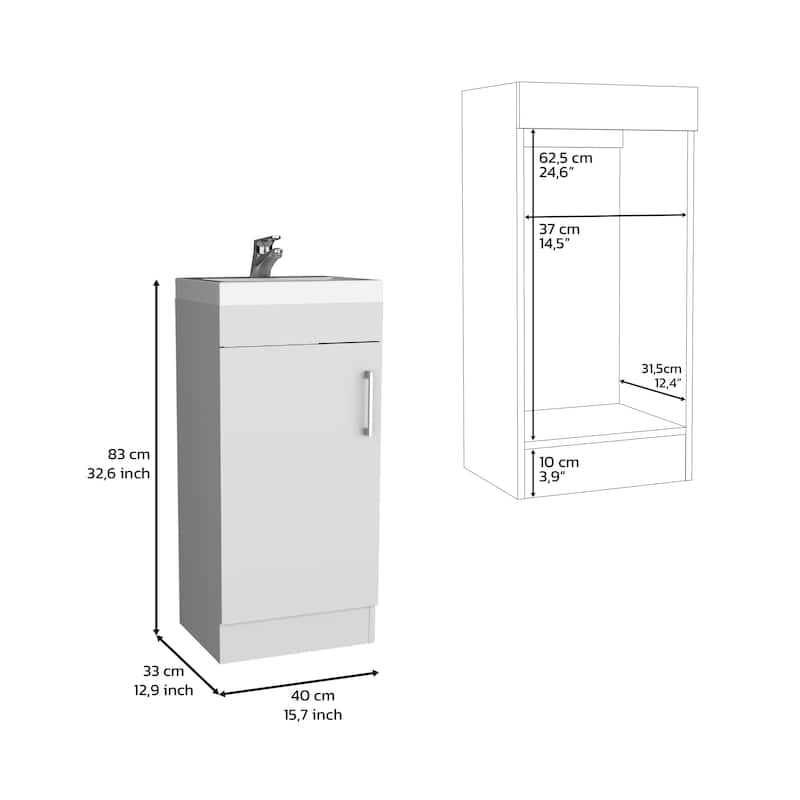 Space-Saving Bathroom Cabinet with Roomy Storage Compartment and Interior Shelf - 13in L