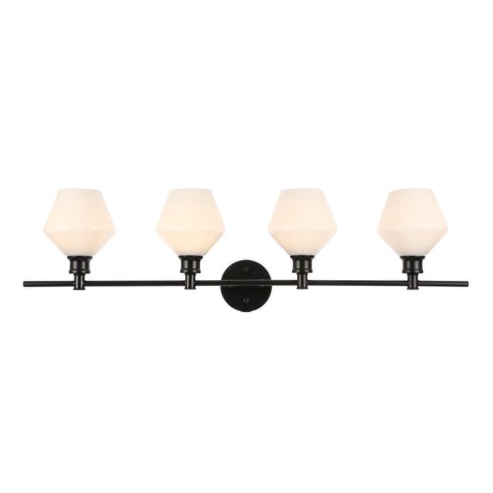 Gwyneth 4-light Contemporary Frosted Glass Vanity Light - Black