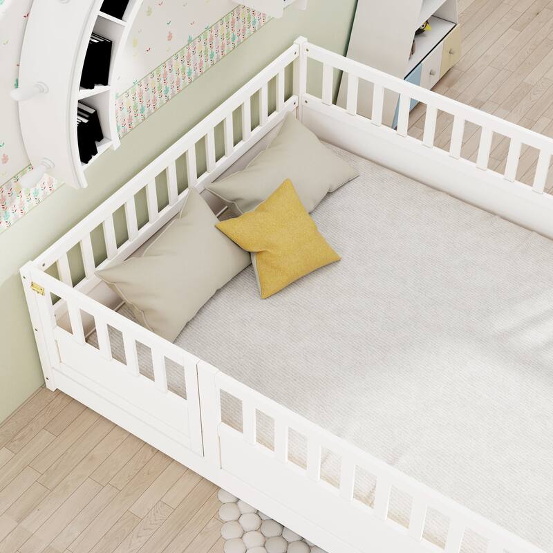 Full size Floor bed, integral construction with super high security barrier, door