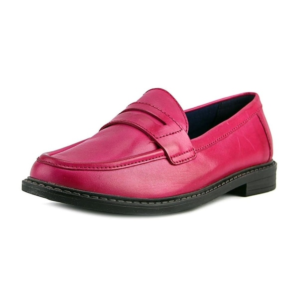 ladies pink leather loafers