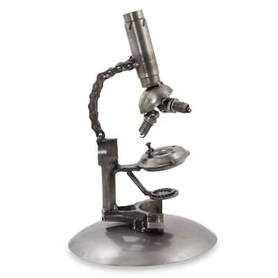 Handmade Rustic Microscope Upcycled auto part sculpture (Mexico) - 39 x 22 x 21
