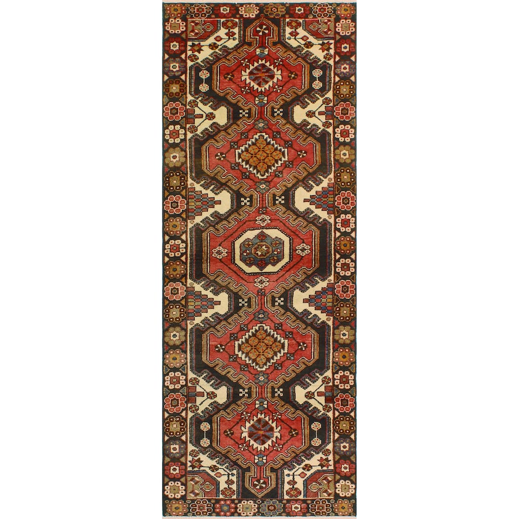 Fine Vintage Distressed Augustus Rust/Charcoal Runner - 3'5" x 9'10"