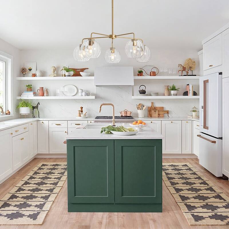 5-Light Blue Swirled Glass Globe Bubble Round Chandelier 35in