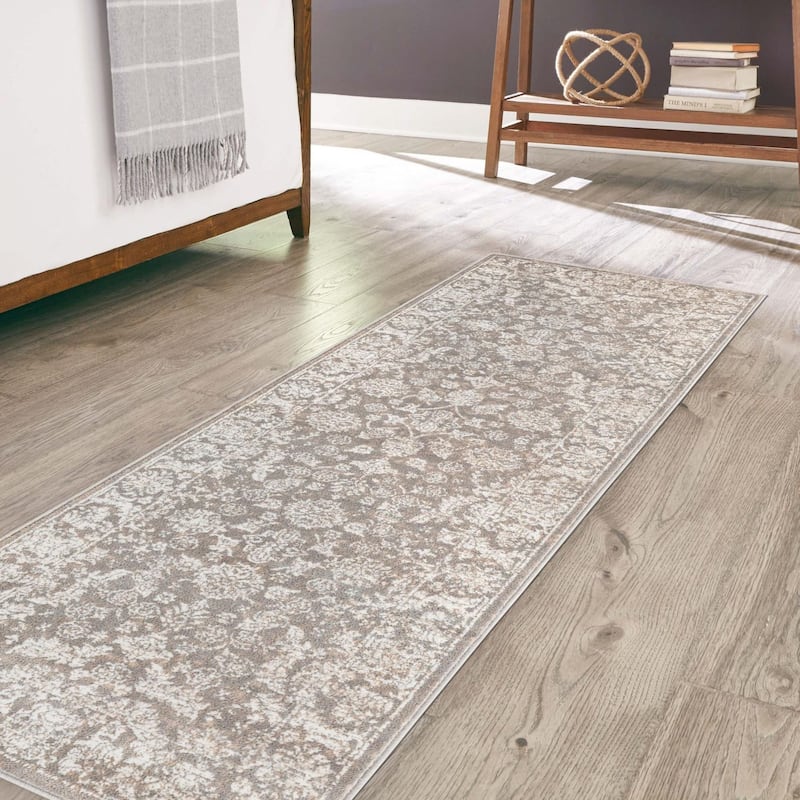 Country & Floral Richye Collection Area Rug - Gray - 2'7"x13'11"