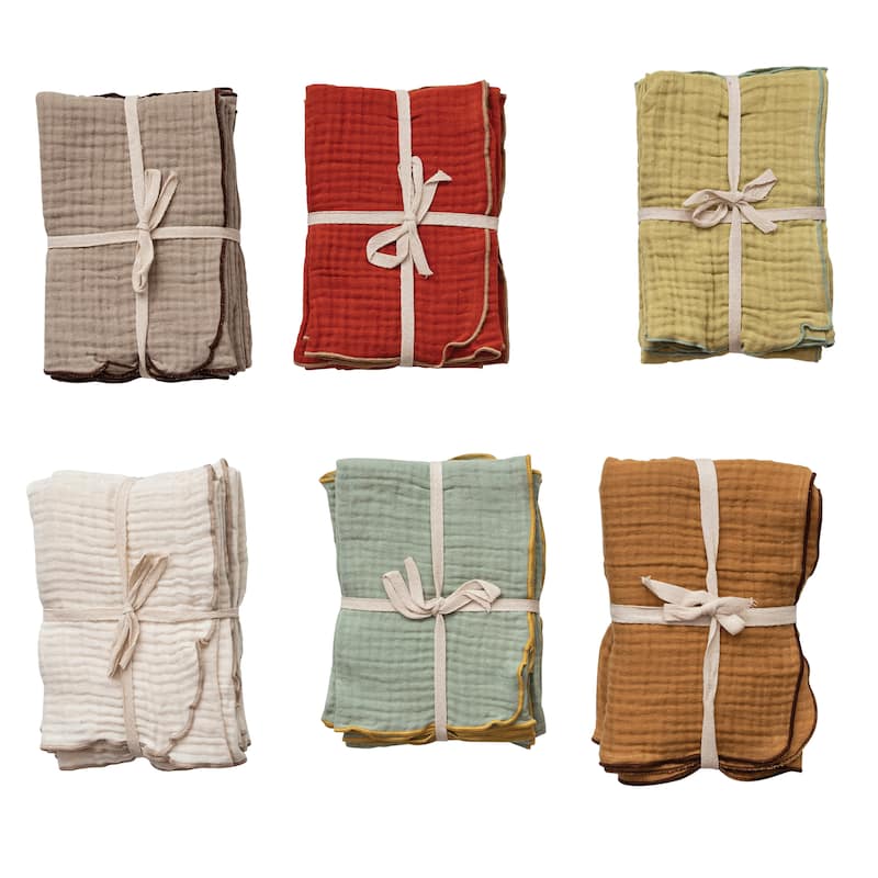 Square Woven Double Cloth Napkins - 18.0"L x 18.0"W x 0.3"H - Set of 6 - 18.0"L x 18.0"W x 0.3"H - Multi-Color
