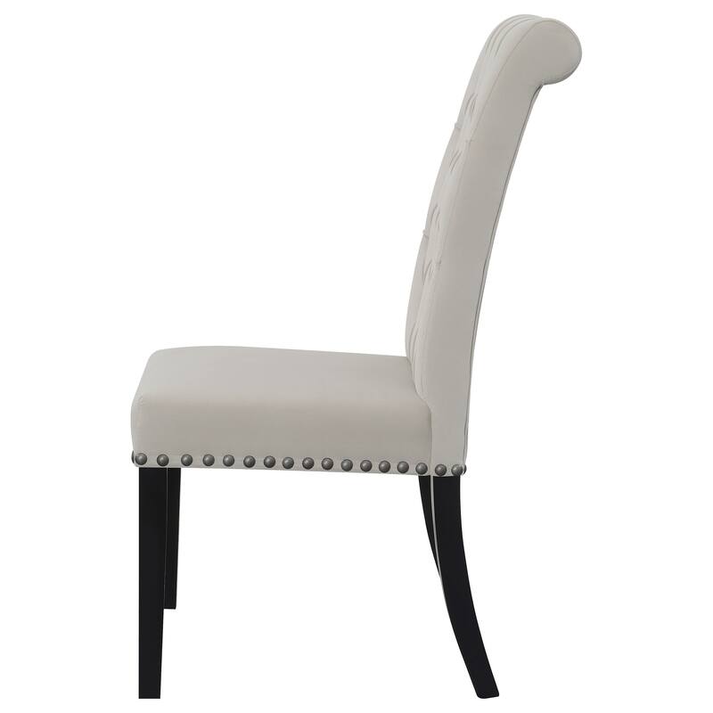 2pc Set Luxurious Feel Button-Tufted High Back Elegant Rolled Top Velvet Fabric Upholstered Nailhead Trim Tapered Legs