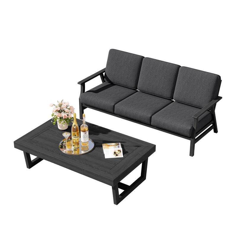 2-Piece Teak Outdoor Sofa Set with Table