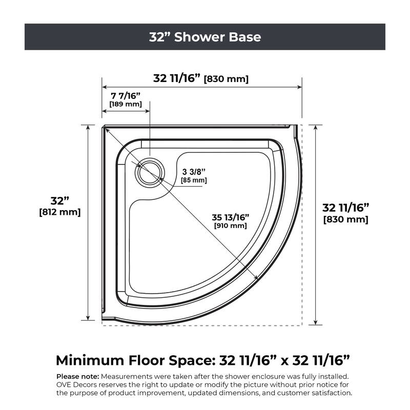 OVE Decors Breeze Corner Shower Sliding Door with Base and Clear