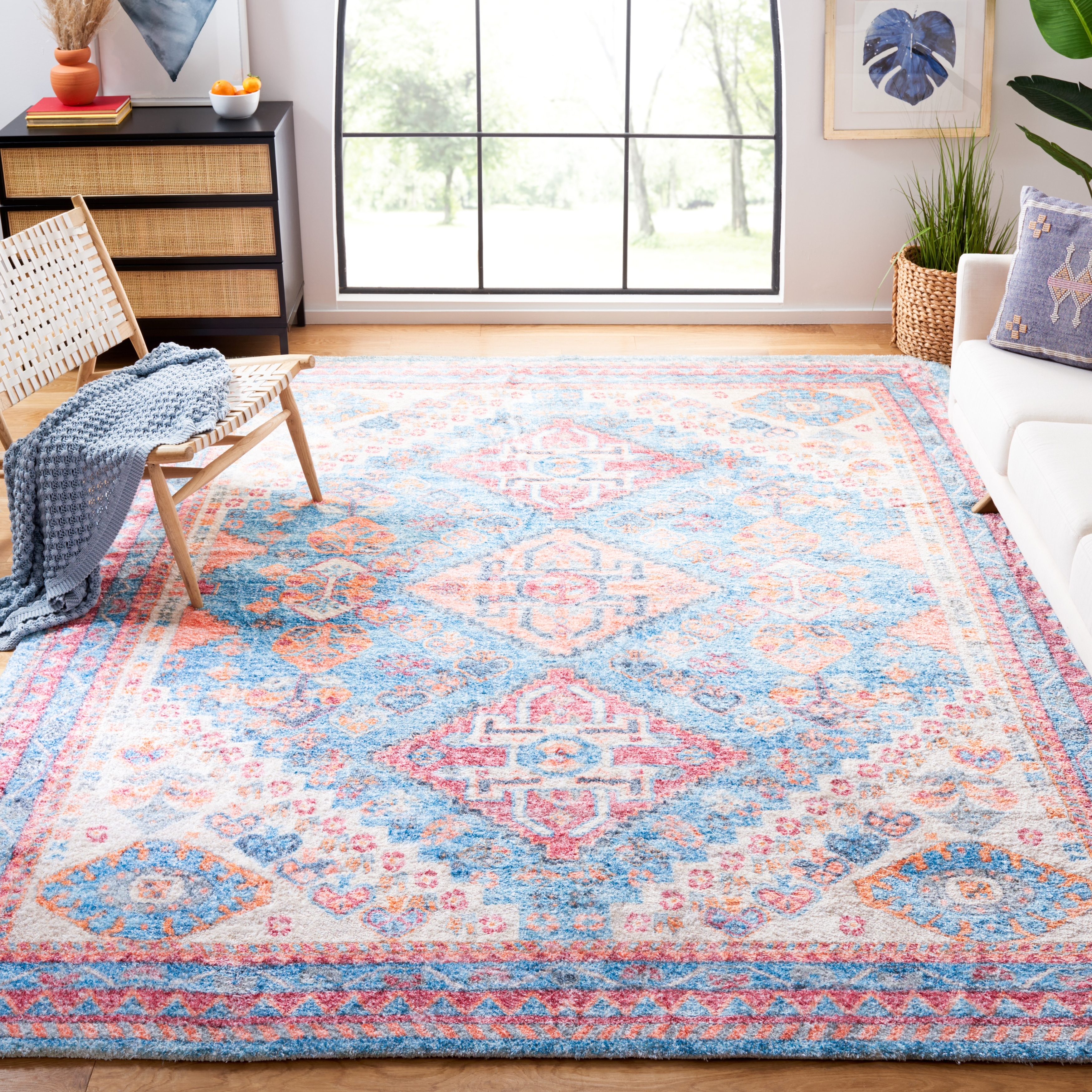 SAFAVIEH Handmade Saffron Alayna Modern & Contemporary Tribal Blue/Rust Cotton