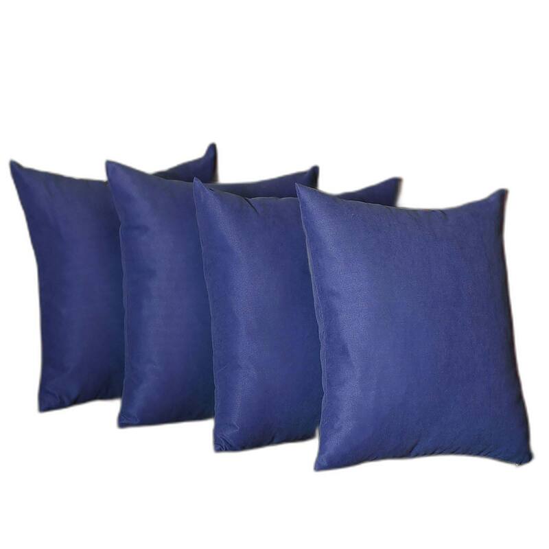 HomeRoots Set Of Four 20" X 20" Sapphire Blue Polyester Zippered Pillow Cover