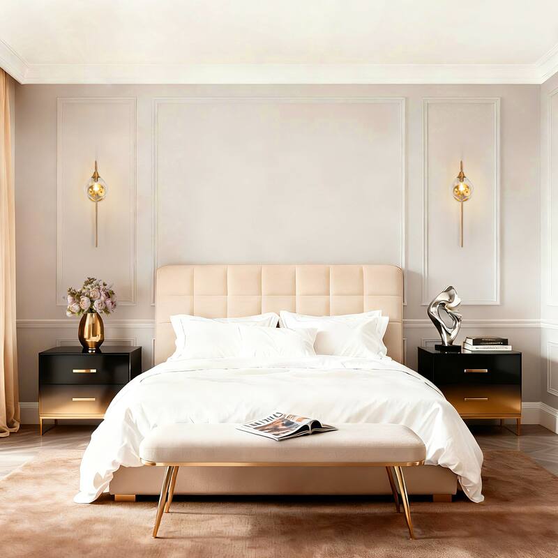 Celesn Modern Glam 1-Light Gold Bathroom Vanity Lights Smoke-gray Glass Wall Sconces - W 6" x H 22"