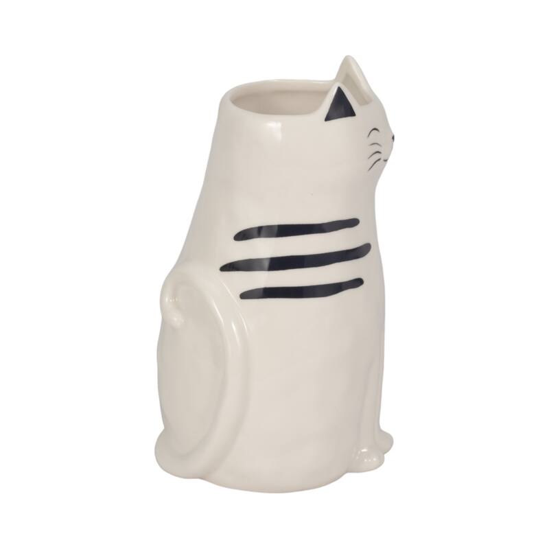 Sagebrook Home Black and White Ceramic Cat Figurine
