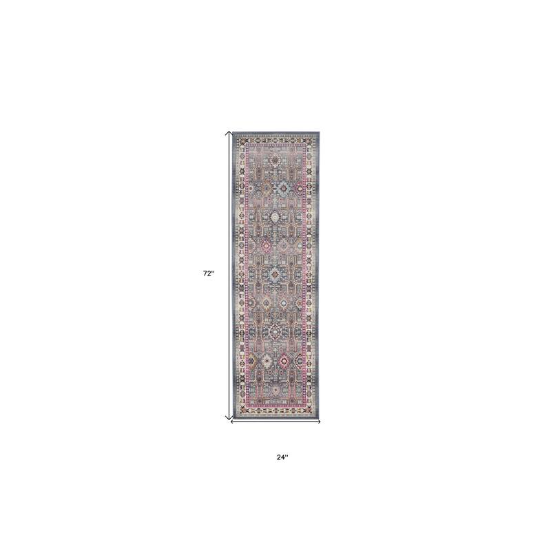 HomeRootsFloral Bohemian Runner Area Rug - 72' X '24' X '0.5