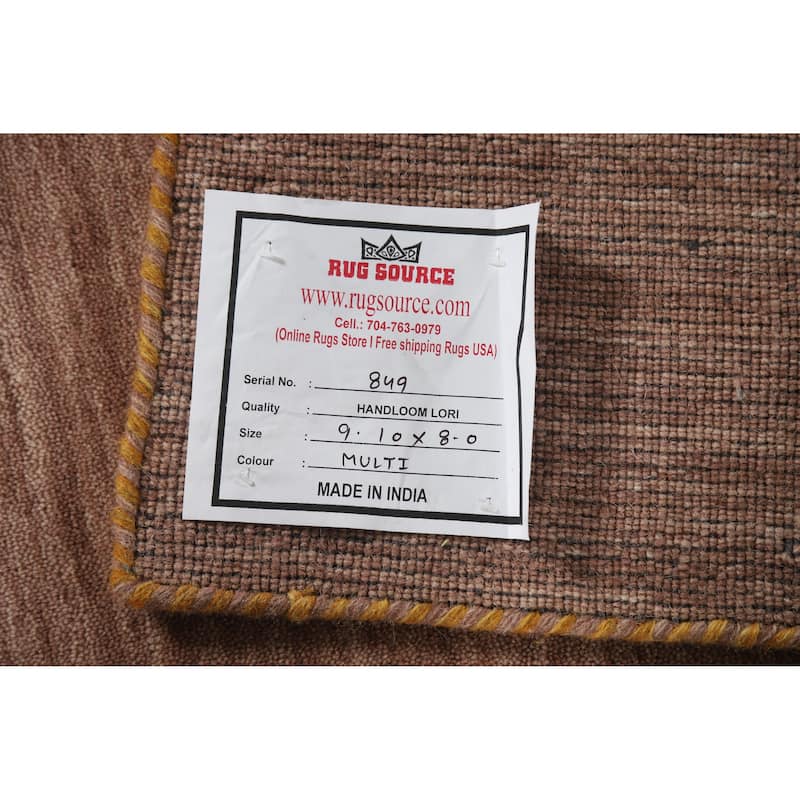 Brown Tribal Gabbeh Indian Area Rug Handmade Wool Carpet - 8'0" x 9'10"