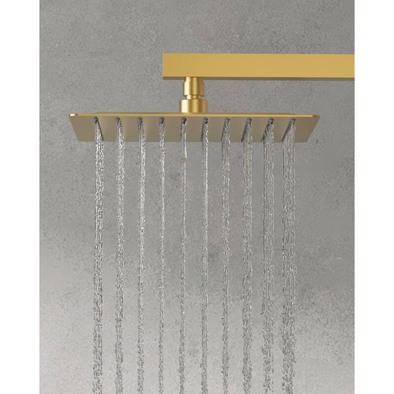 GRANDJOY 10 Inch Rainfall Shower System Pressure Balanced Shower Head with 3-Function Handheld Spray