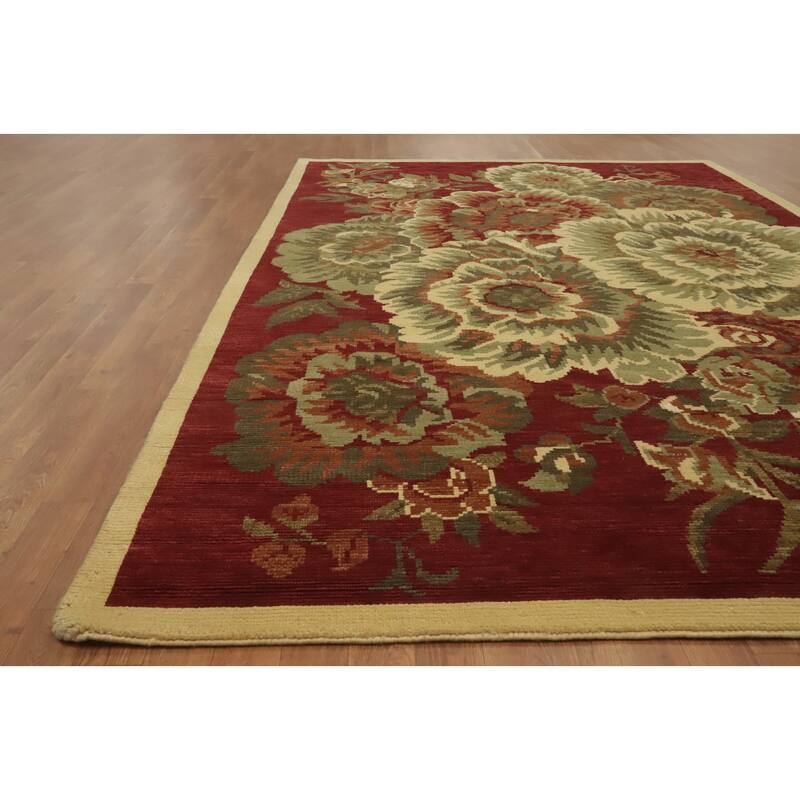 Red Floral Indian Area Rug 6x10 - 10' 1'' X 6' 5''