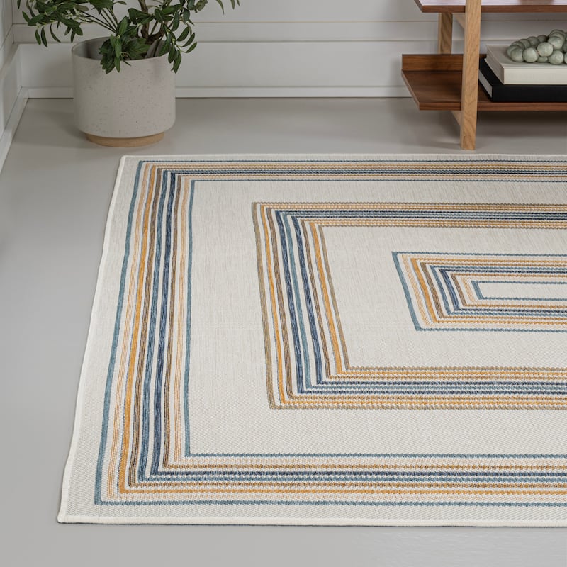 JONATHAN Y Reversible Eryx Classic Nautical Mitre Stripe Machine-Washable Indoor/Outdoor Rug