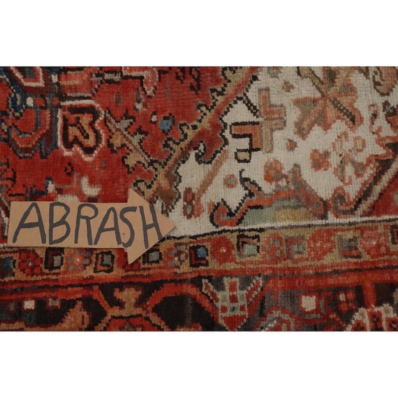 Hand Knotted Oriental 100% Wool Carpet Traditional Medallion Oranges & Rust Heriz Area Rug - 9' 4'' X 6' 9''