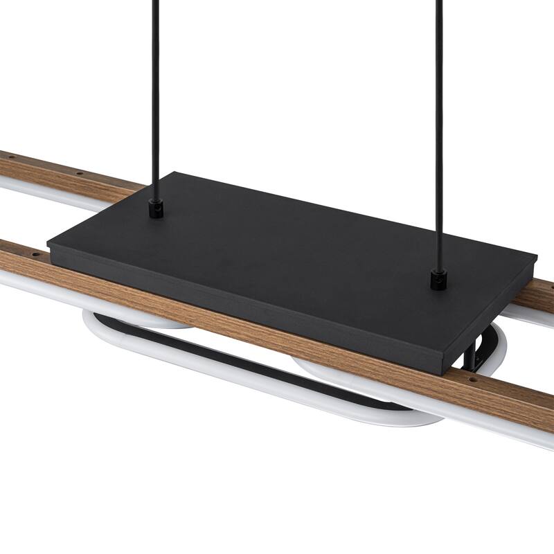 3-Light 43 in. Integrated LED Linear Chandelier Wood Kitchen Island Pendant - 43.3''W