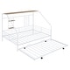 preview thumbnail 11 of 38, Metal Full Size House Bed with Trundle and Built-in Shelf