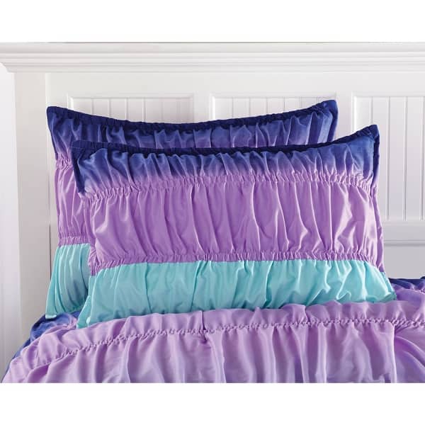 Heritage Kidspurple Ombre Ruched Reversible Comforter Set Twin