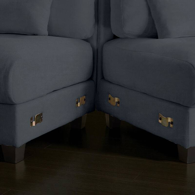 93" 3+1 Seater Sofa with Ottoman, Adjustable 4-Position Backrest, Soft Chenille Upholstery and 3 Pillows for Living Room