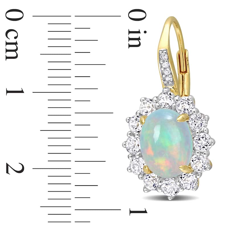 Miadora 1 3/4ct TGW Blue Ethiopian Opal and White Topaz Diamond Accent Earrings Yellow Silver