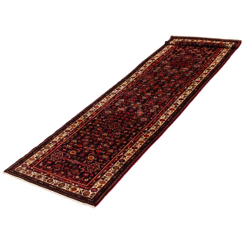 ECARPETGALLERY Hand-knotted Andelz Navy, Red Wool Rug - 3'5 x 12'8