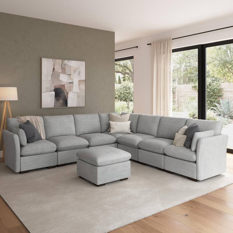 Bush Home Sienna Modular 6-Seater Sectional with Storage Ottoman
