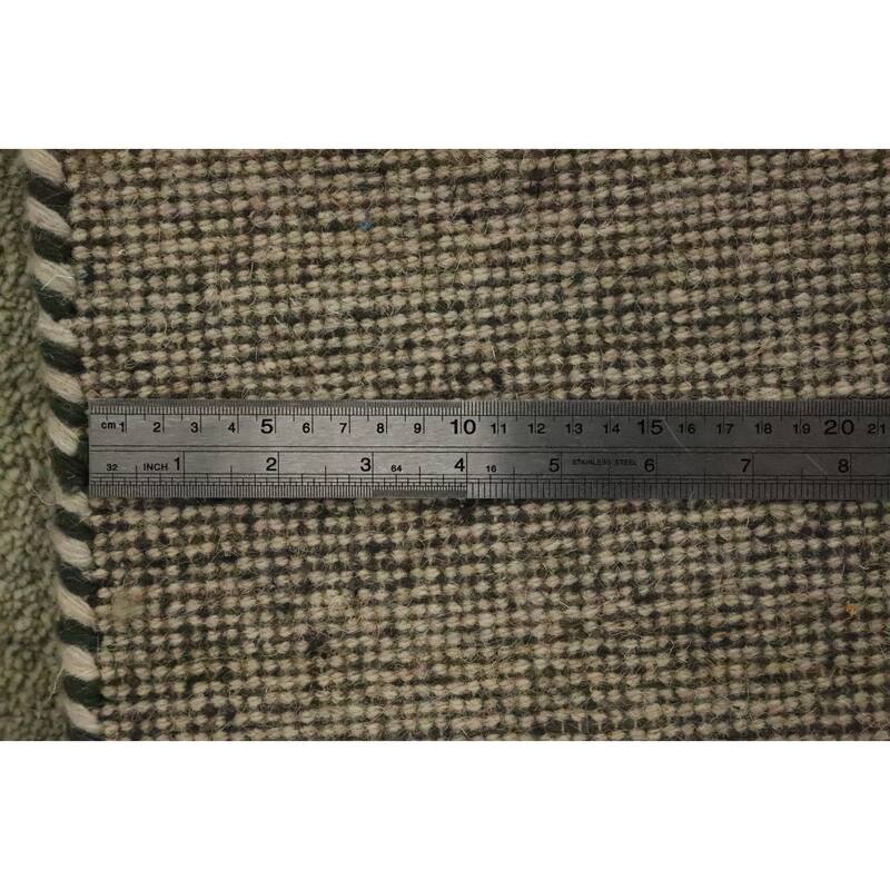 Hand Knotted Oriental 100% Wool Carpet Modern Geometric Green Gabbeh Area Rug - 7' 8'' X 5' 5''