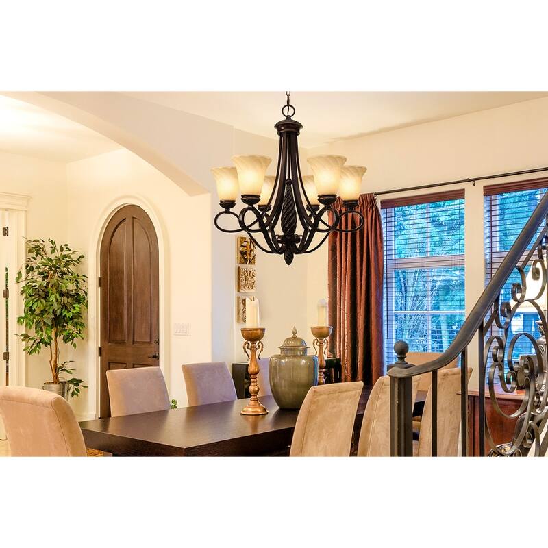 Golden Lighting Torbellino Bronze Steel/Glass 6-light Chandelier