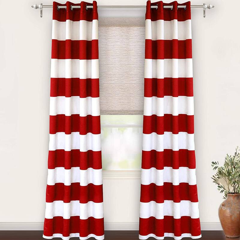 DriftAway Mia Stripe Room Darkening Curtain Panel Pair - 52" Width X 108 " Length - Red