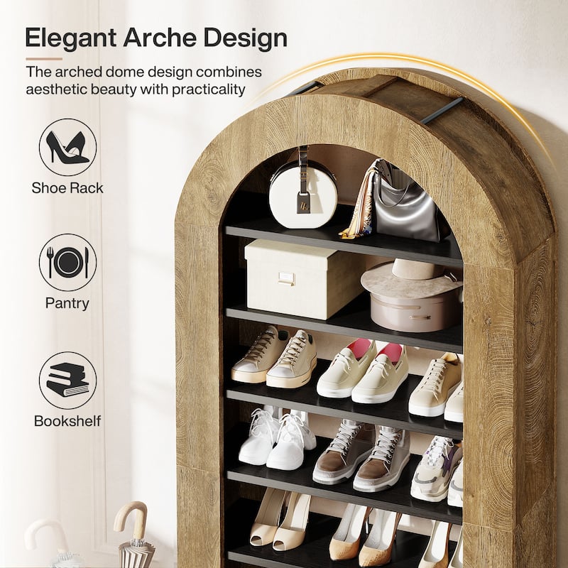 8-tier Arched Shoe Rack, 70.9" Tall Freestanding Shoe Storage Cabinet